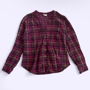 Converse One Star Purple Plaid Muslin Cotton Button Up Shirt